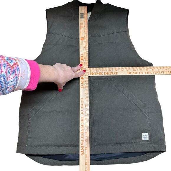 Gap Down Filled Puffer Vest Canvas Cotton Shell Nylon Lining Green Men’s Size XS - Picture 9 of 14